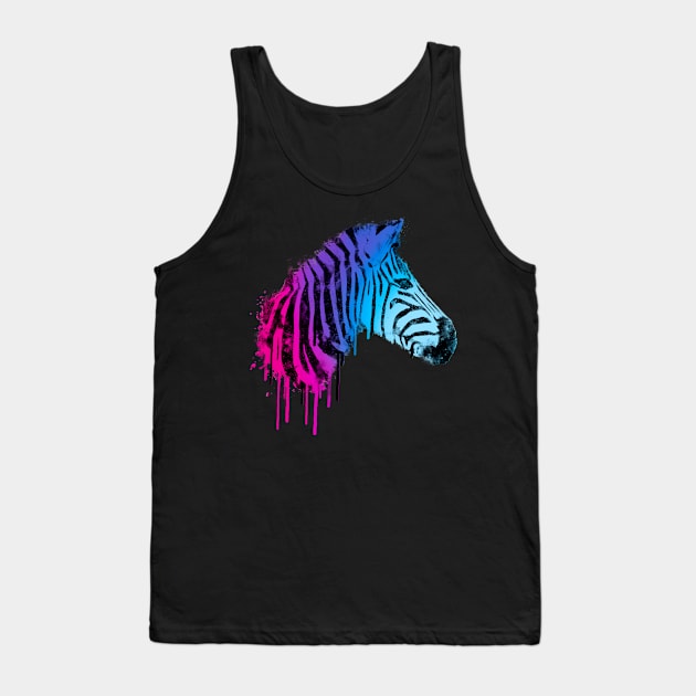 Dramabite Zebra Watercolor Artsy Gift for Horse Wildlife Lovers Tank Top by dramabite